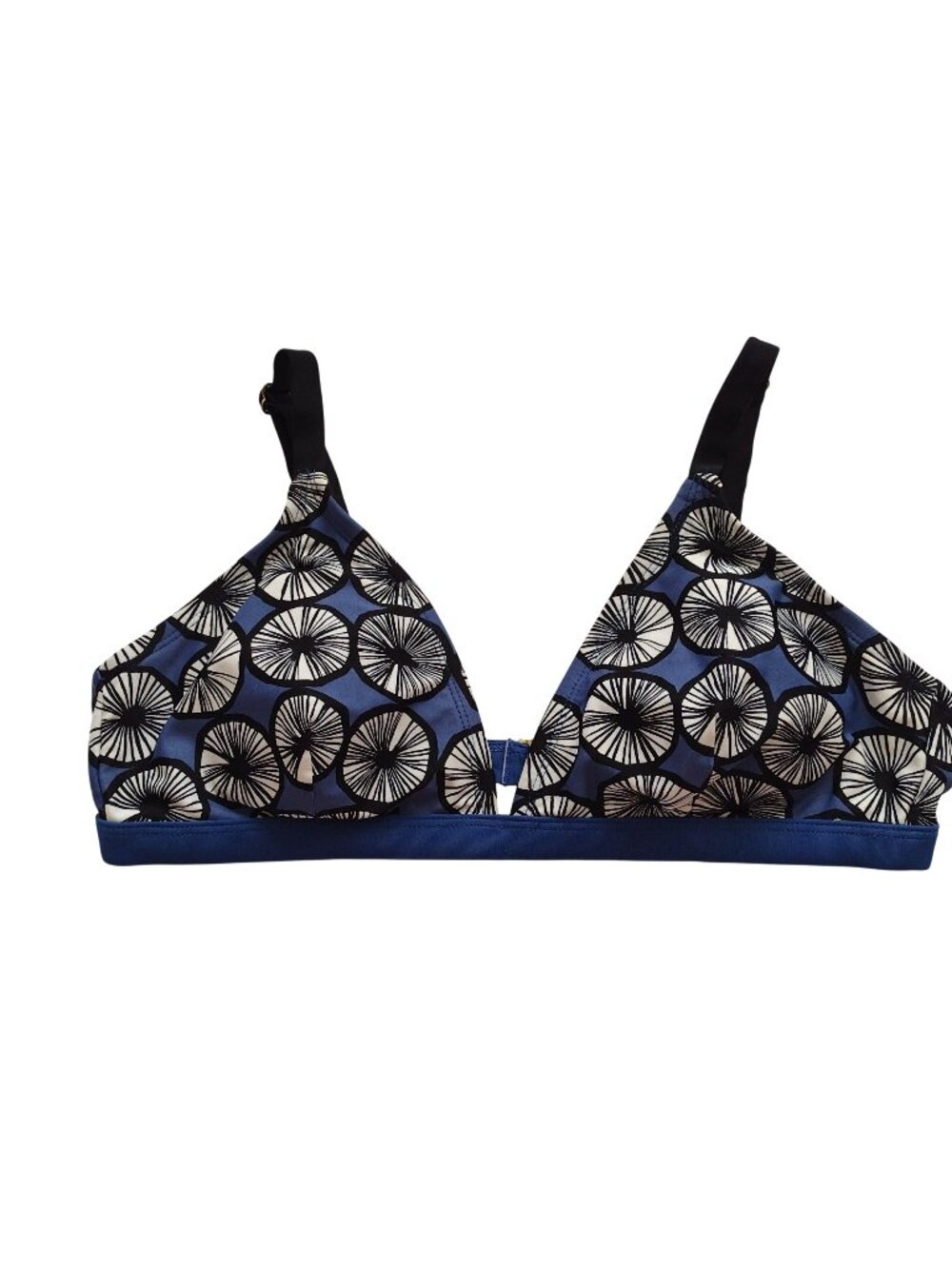 Marimekko For Target Blue & Black Print Triangle Bikini Top L